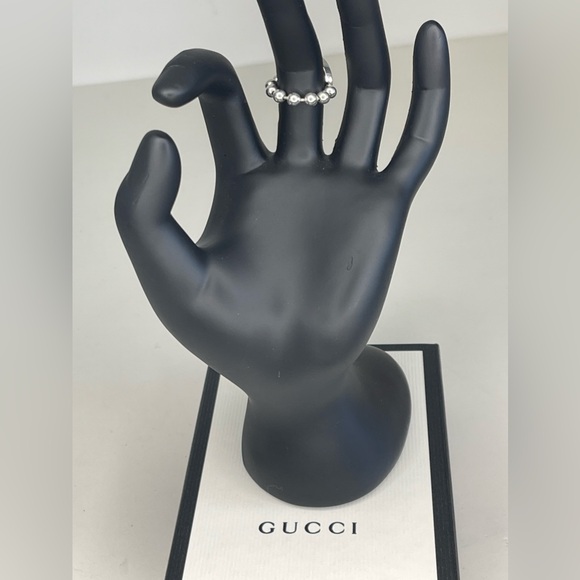 GUCCI Heart Silver 925 Ball Chain Ring sz:50 - Picture 7 of 9
